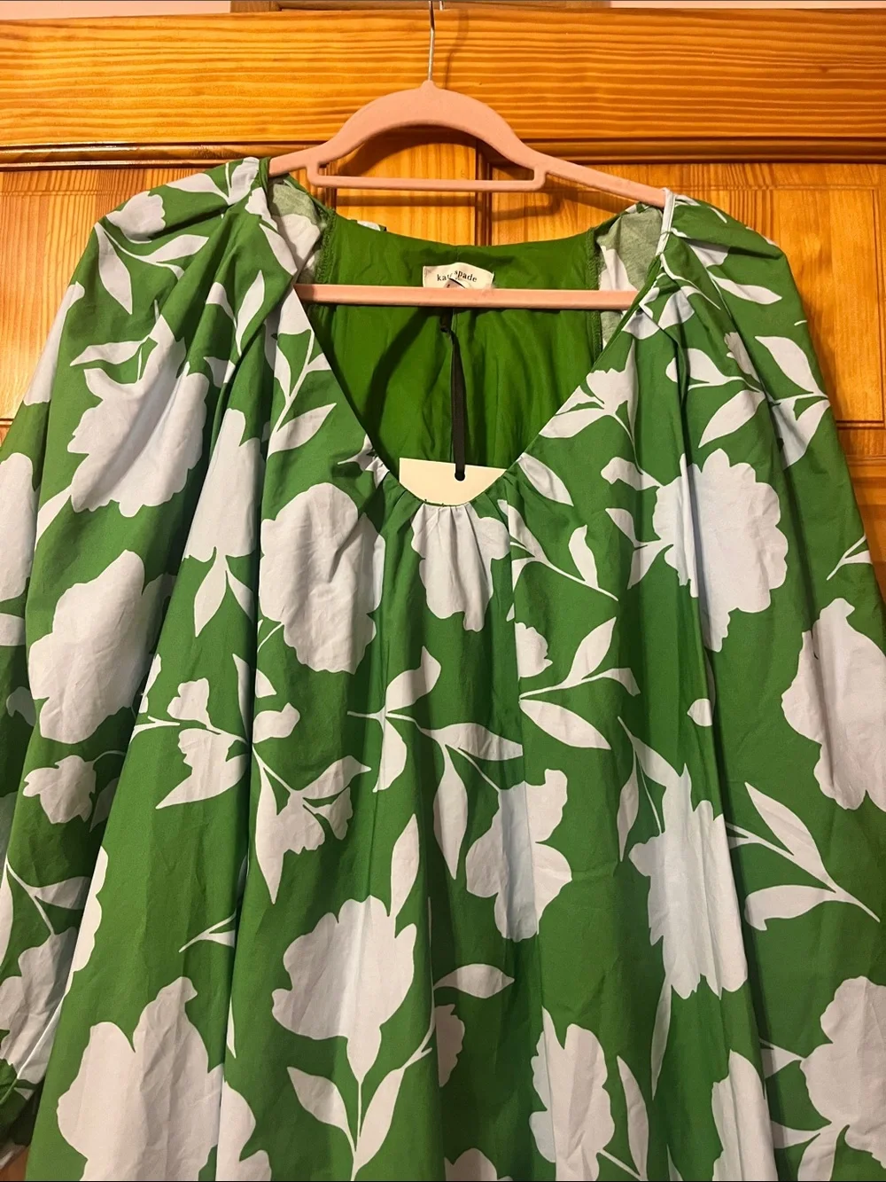 kate spade Green and White Floral Puff-Sleeve mini Dress